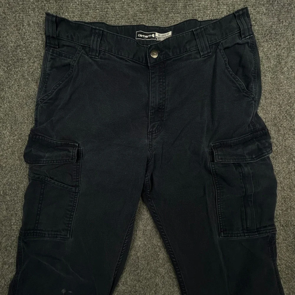 Carhartt Cargo Work Pants Mens 36x32 Blue Rugged Flex Relaxed Fit Canvas Utility